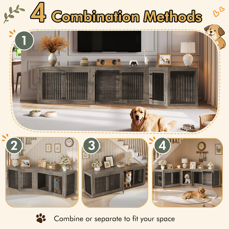 Tucker Murphy Pet™ Aletza Modern 3-Piece Modular Dog Crate Set